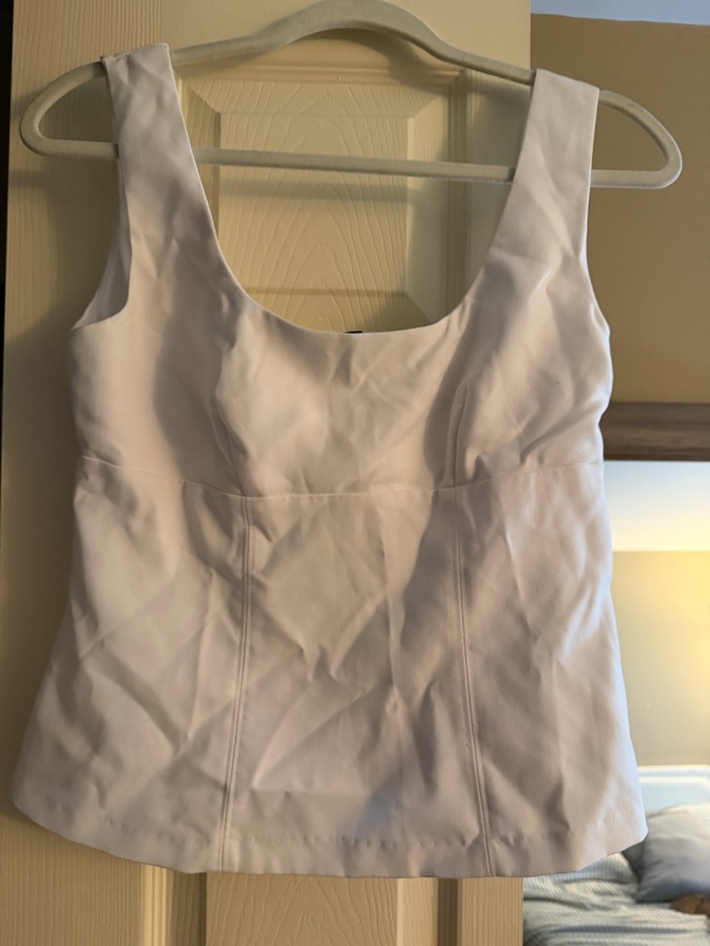 Divided White Scoop Neck Tank